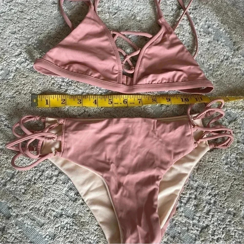 L.A Hearts Pacsun Strappy 2 Piece Bikini Set Strappy Dusky Pink: XS - Picture 2 of 6
